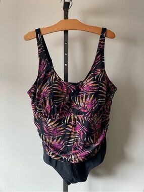 Sea Swimwear One Piece Swimsuit Tropical Botancial Plus Size 2X